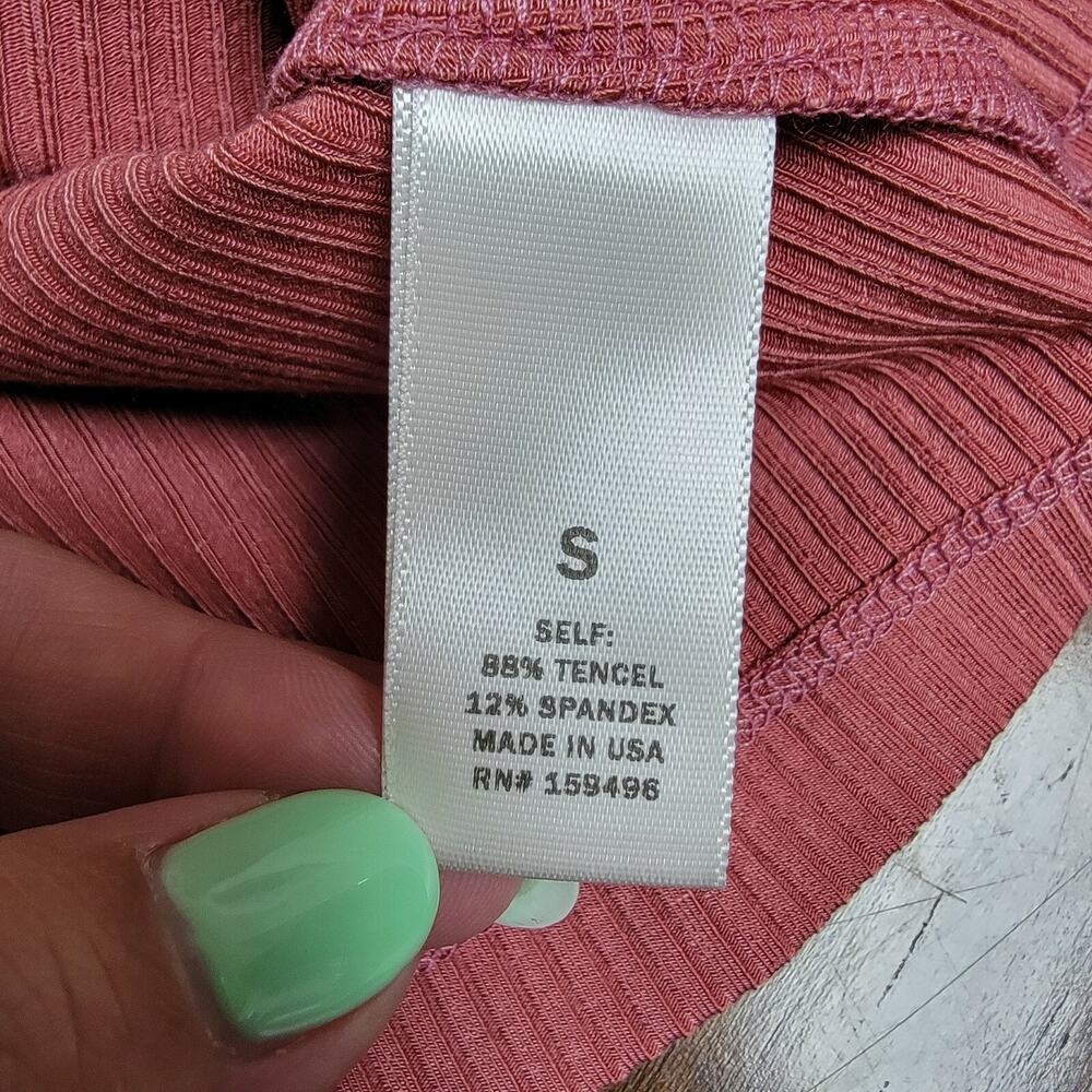Lett Ventura High Neck Ribbed Tank Top Terracotta Mauve Women's Size Small - Picture 11 of 11